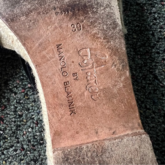 CASTANER BY MANOLO BLAHNIK Cream & Black Lace-Up Canvas Espadrilles Shoes Flat 8 - Picture 15 of 16